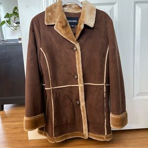 Vintage Bernardo Women's Long Leather Suede Coat Size medium Button Up